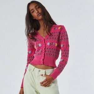 NWOT Zara Pink Floral Cardigan